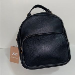 Girl’s mini black faux leather backpack